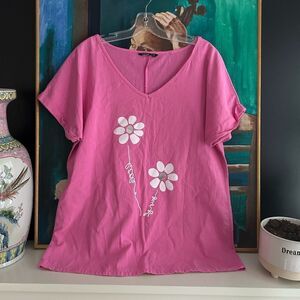 Noracora Floral Pink Women's Short Sleeve Tee M